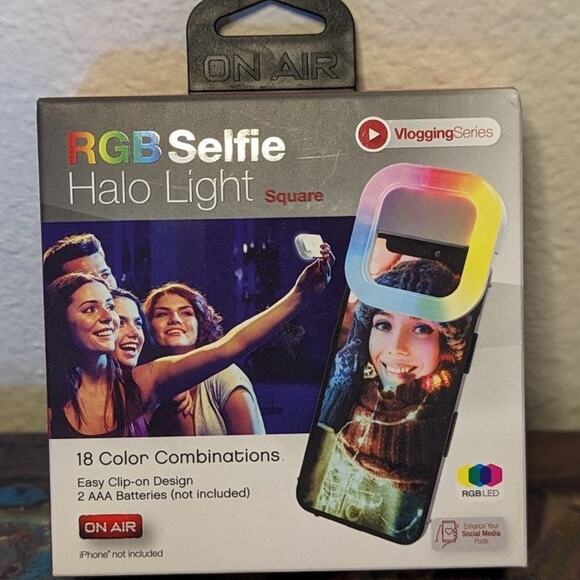 Selfie Halo Light RGB 18 color combinations Square Shape New Sealed - Picture 1 of 4